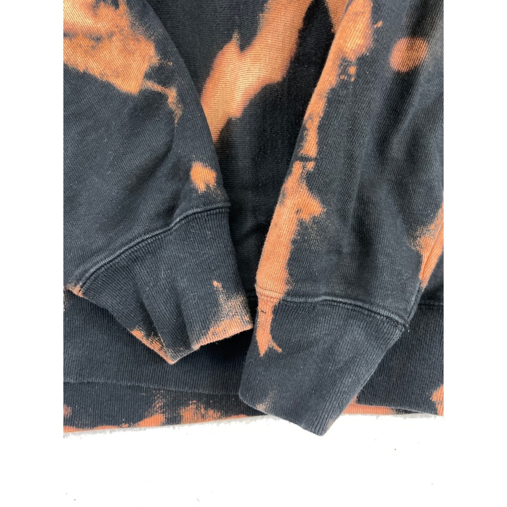 Champion Men's L Reverse Weave Hoodie Black Orange Bleach Tie Dye Streetwear - Picture 7 of 8